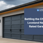Reinforced garage door interior showing steel struts on a home in Loveland, Colorado.